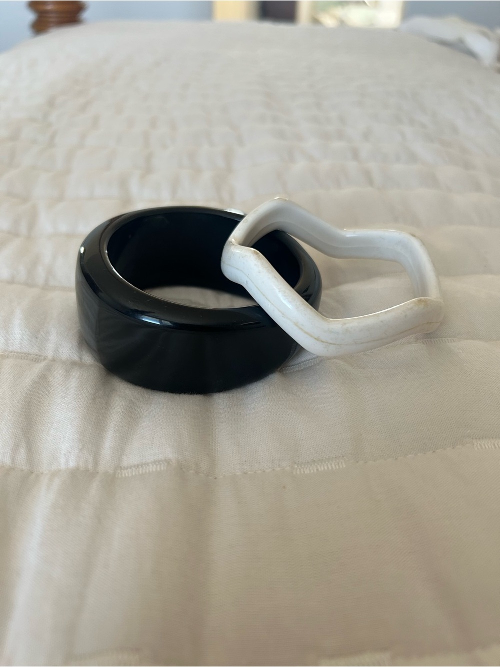 70s Vintage Black and White Women’s Resin Bangles - Stackable Set